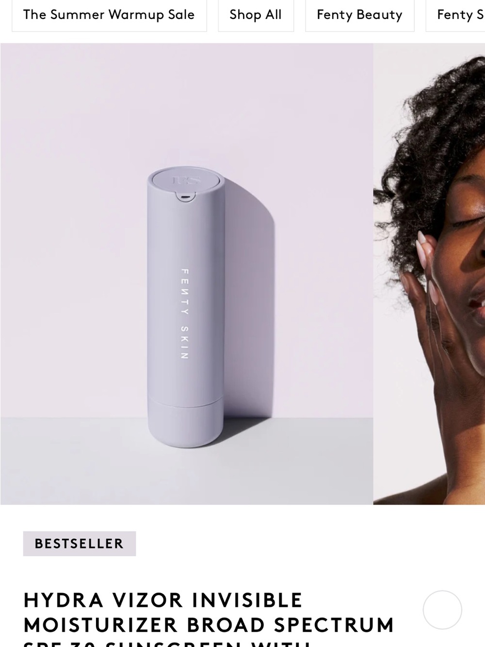 Fenty Beauty Hydra Vizor Invisible Moisturizer — Lavender and White Tube